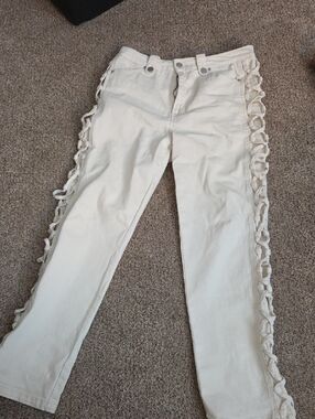 Womens Habitual Cream Denim Straight Leg Jeans with Side Detail